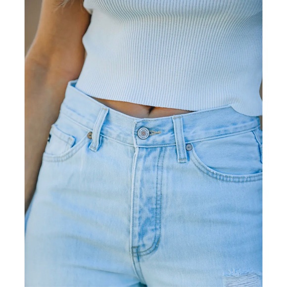 Kancan || Ultra High Waist Y2K 90s Light Washed Distressed Wide Leg - Picture 6 of 12